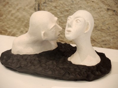 'Le secret'- Grès chamotté noir et blanc'
